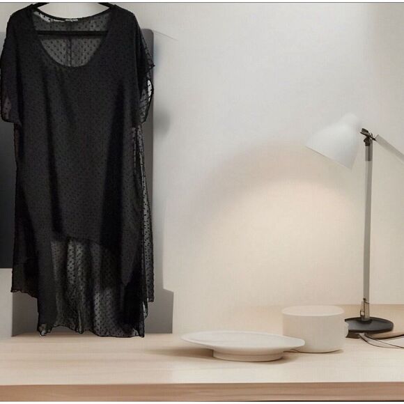 Cha Cha Vente Hi Lo Sheer Women’s Black Tunic Style Or Cover Up Size 2XL - Picture 1 of 13